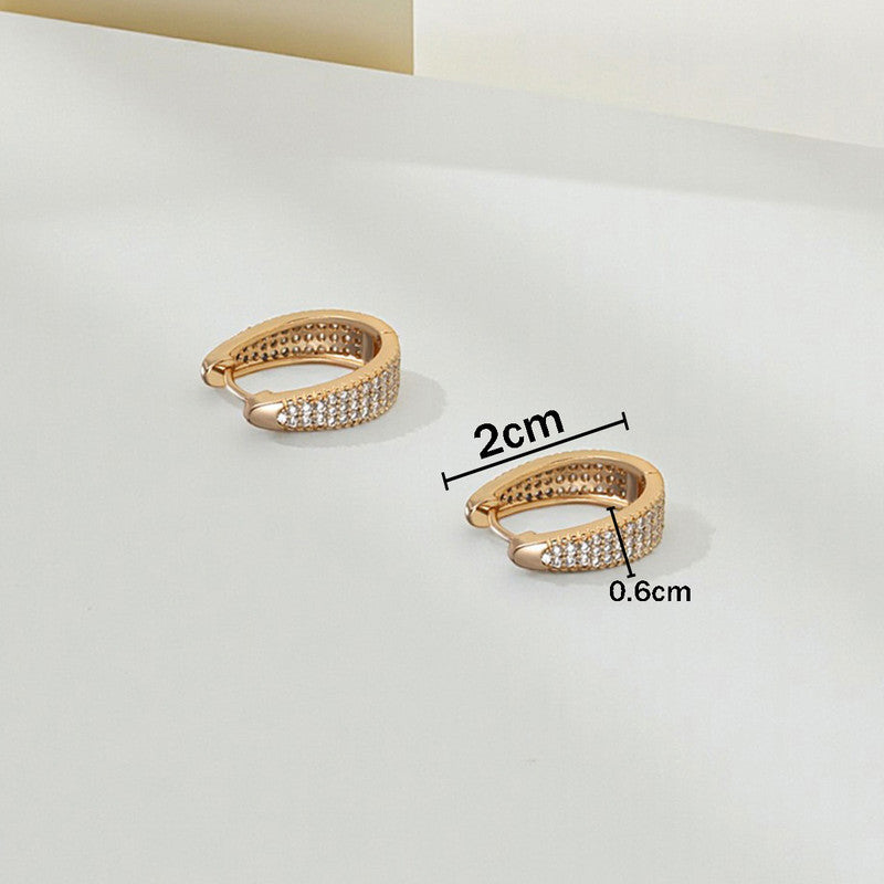 Xuping Jewelry Gold-Plated Gold Toned AD Studded Contemporary Hoop Earrings