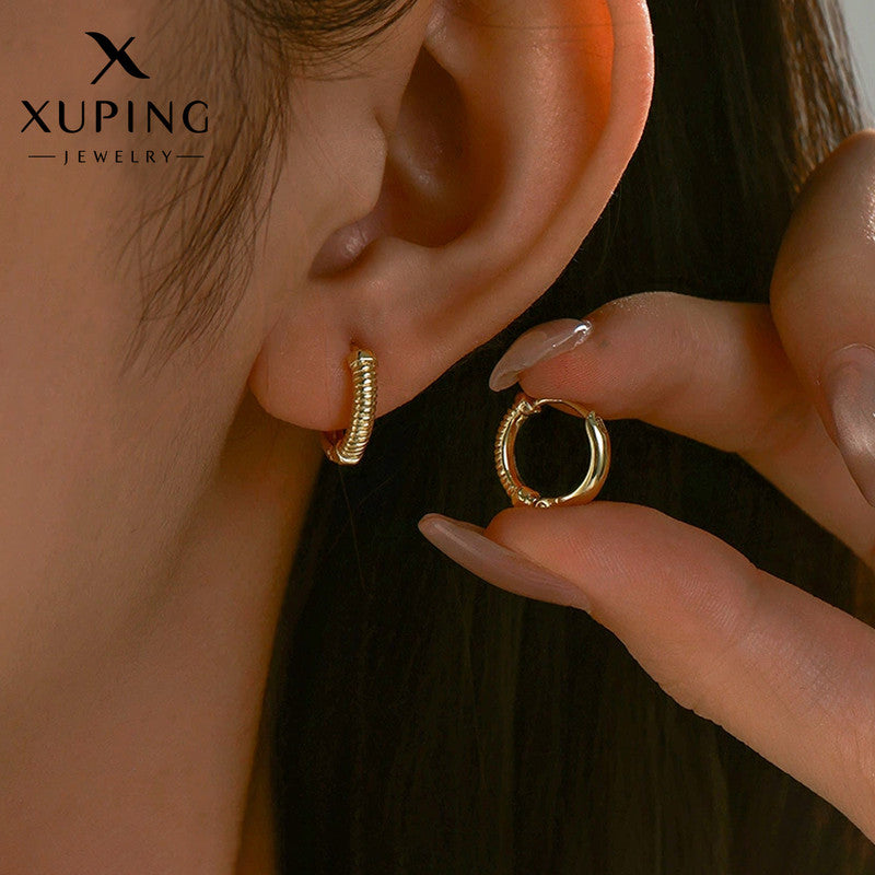 Xuping Jewelry Gold-Plated Gold Toned Contemporary Hoop Earrings