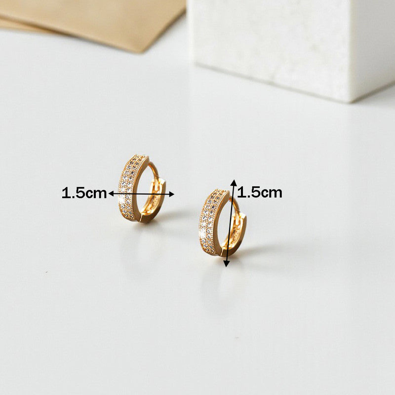 Xuping Jewelry Gold-Plated Gold Toned AD Studded Contemporary Hoop Earrings