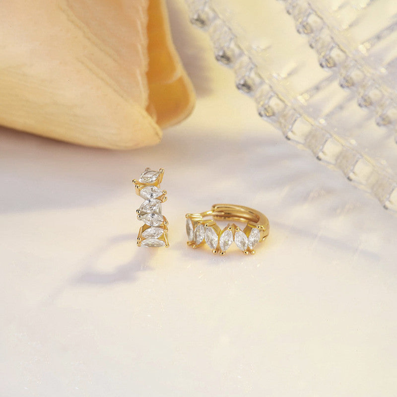 Xuping Jewelry Gold-Plated Gold Toned AD Studded Contemporary Hoop Earrings