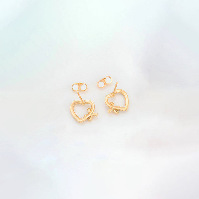Xuping Jewelry Gold-Plated Heart Themed AD Studded Stud Earrings