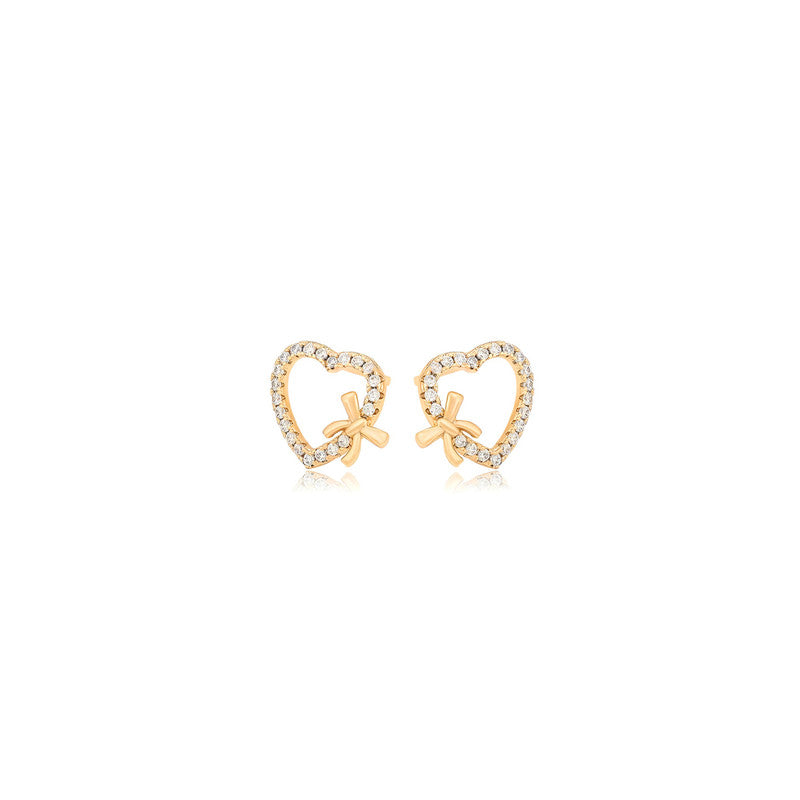 Xuping Jewelry Gold-Plated Heart Themed AD Studded Stud Earrings