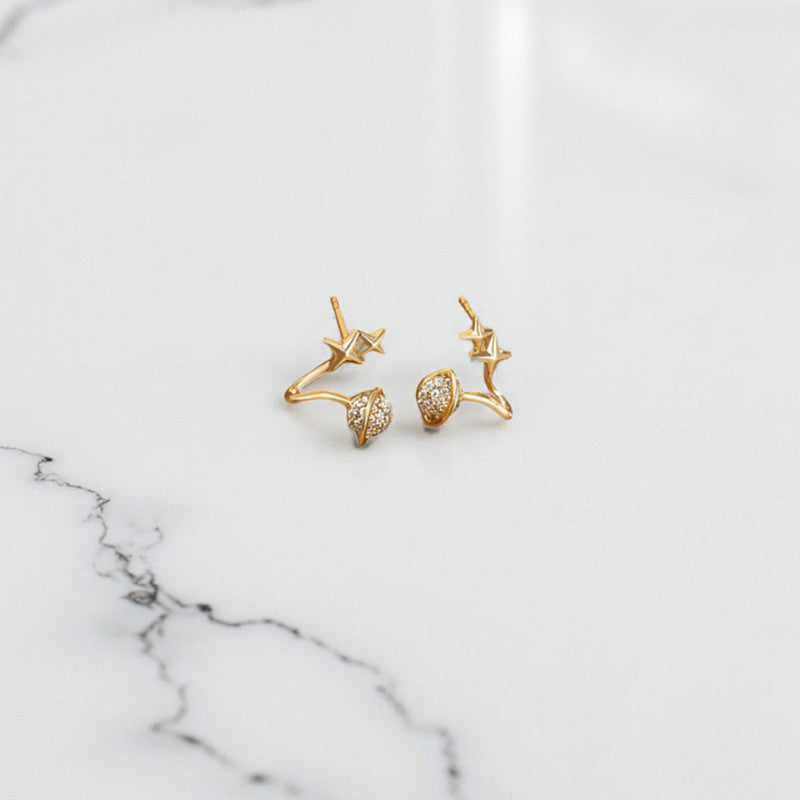 Xuping Jewelry Gold Plated Gold Toned Astro-Geological Themed AD Studded Ear Hoops