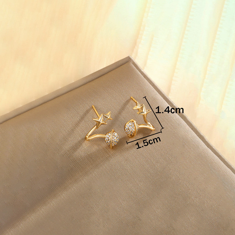 Xuping Jewelry Gold Plated Gold Toned Astro-Geological Themed AD Studded Ear Hoops