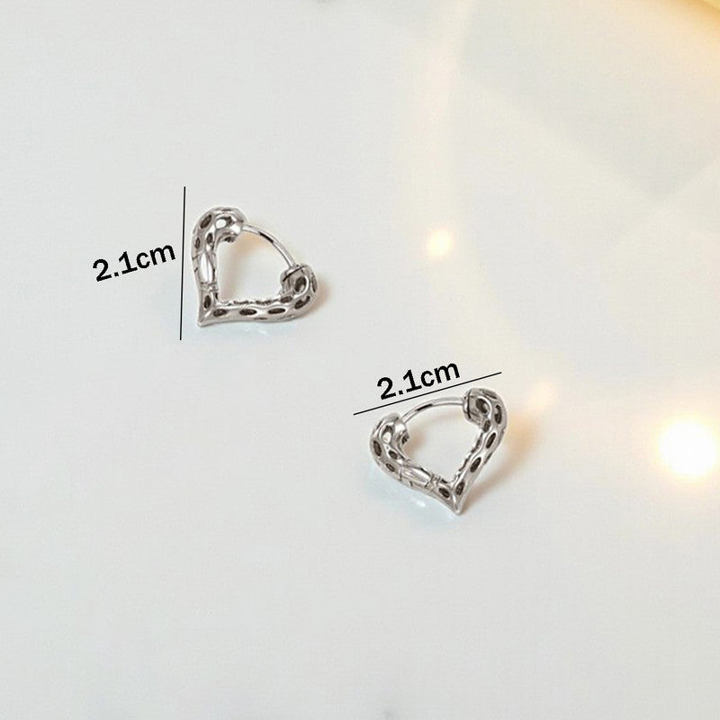 Xuping Jewelry Silver Plated Silver Toned Heart Themed Contemporary Hoop Earrings