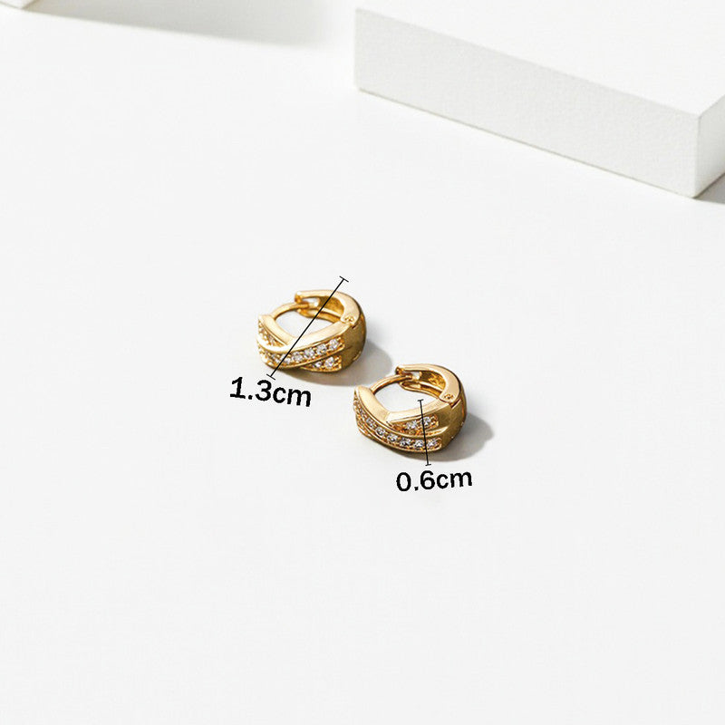 Xuping Jewelry Gold-Plated Gold Toned Cross Shaped AD Studded Contemporary Hoop Earrings