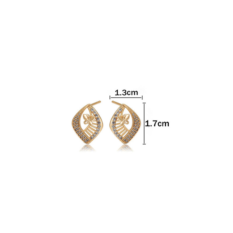 Xuping Jewelry Gold-Plated Butterfly Themed AD Studded Stud Earrings