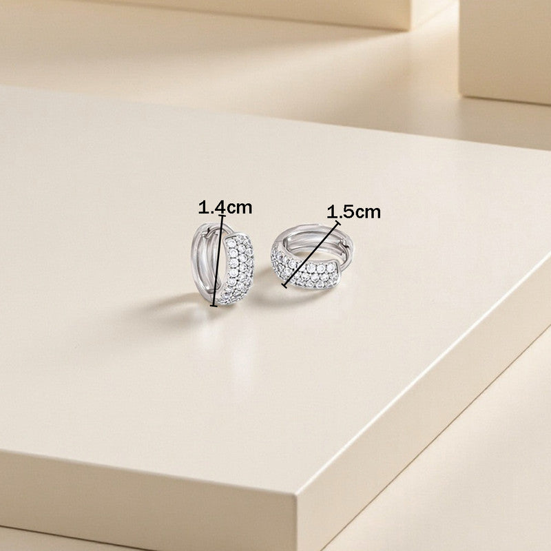 Xuping Jewelry Silver-Plated Silver Toned AD Studded Contemporary Hoop Earrings