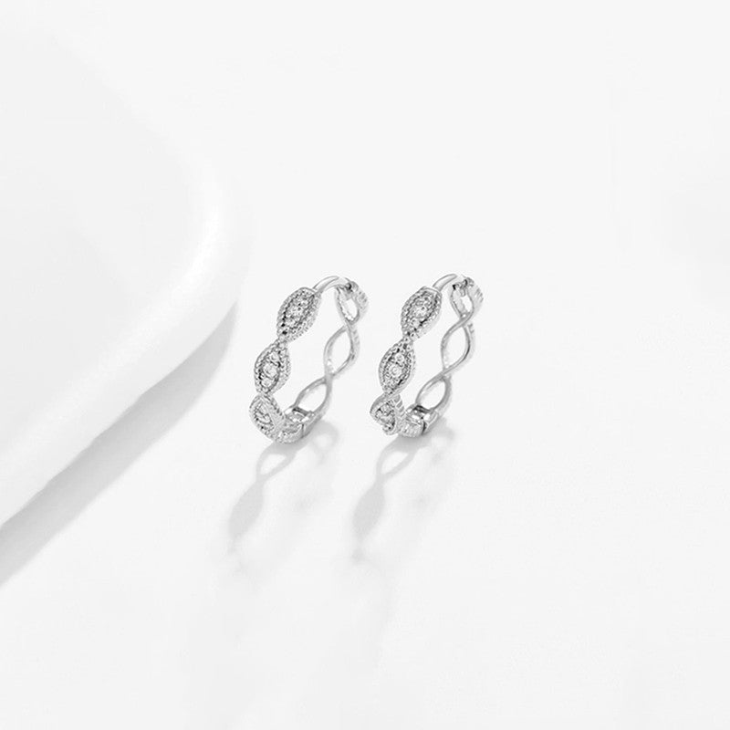 Xuping Jewelry Silver-Plated Silver Toned AD Studded Contemporary Hoop Earrings