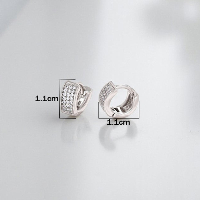 Xuping Jewelry Silver-Plated Silver Toned AD Studded Contemporary Hoop Earrings