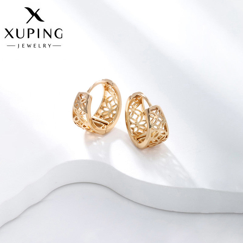 Xuping Jewelry Gold-Plated Gold Toned Contemporary Hoop Earrings