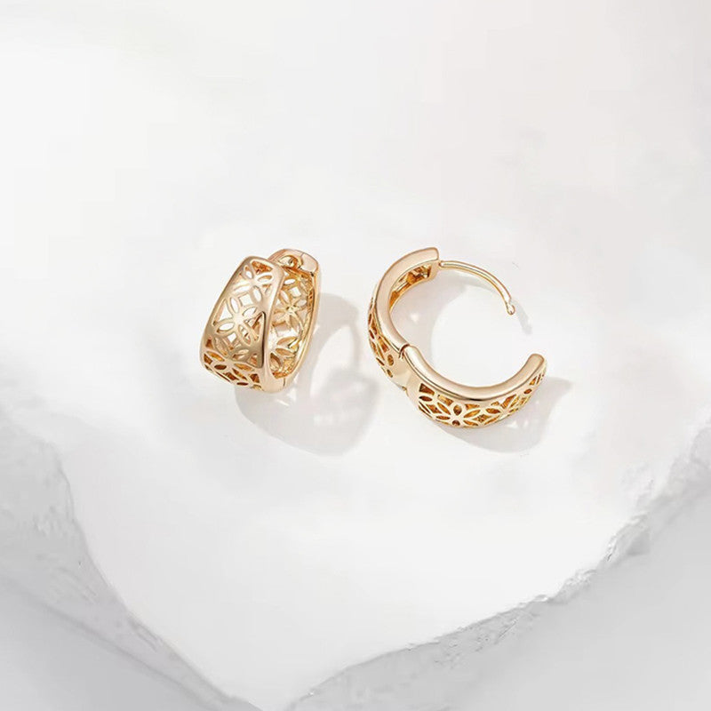 Xuping Jewelry Gold-Plated Gold Toned Contemporary Hoop Earrings