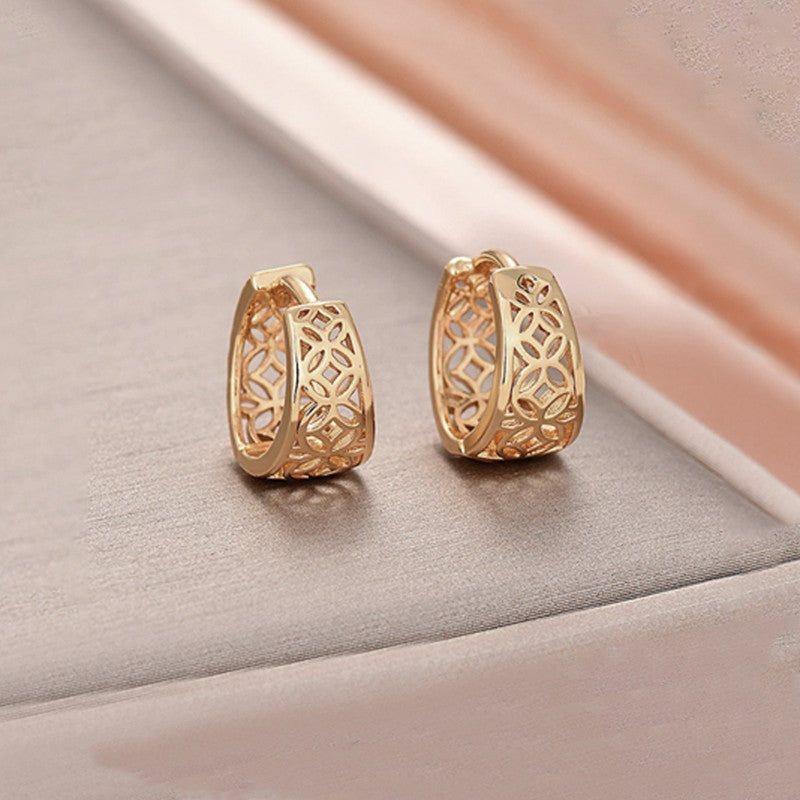 Xuping Jewelry Gold-Plated Gold Toned Contemporary Hoop Earrings