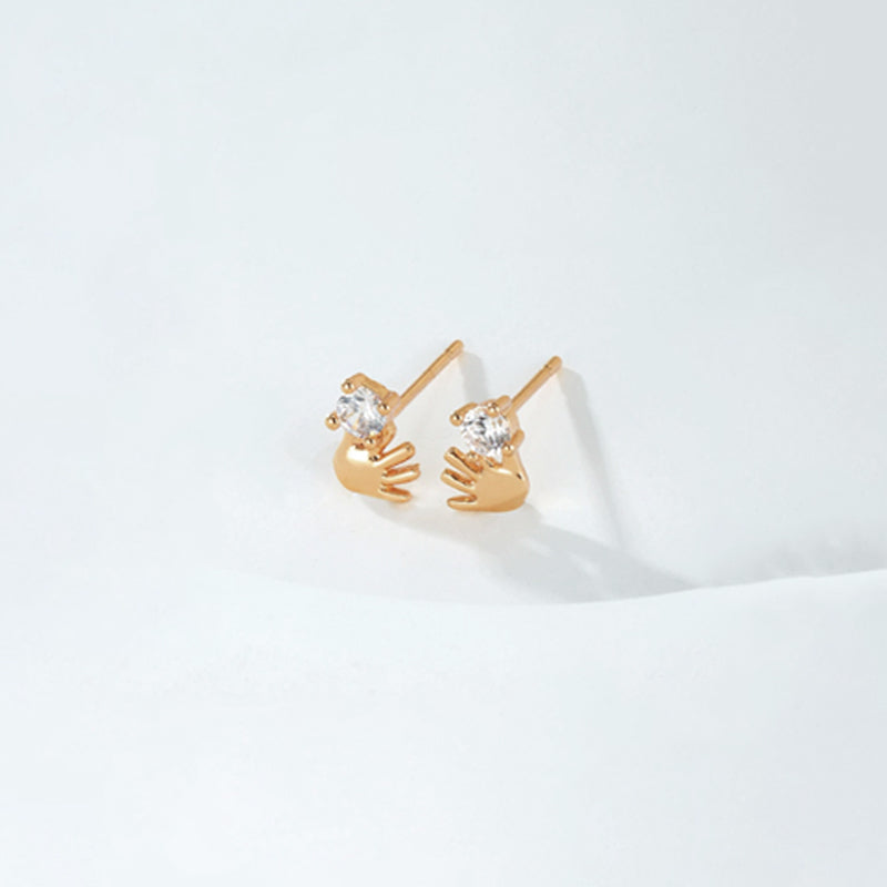 Xuping Jewelry Gold-Plated Gold Toned Hand Shaped Contemporary Stud Earrings