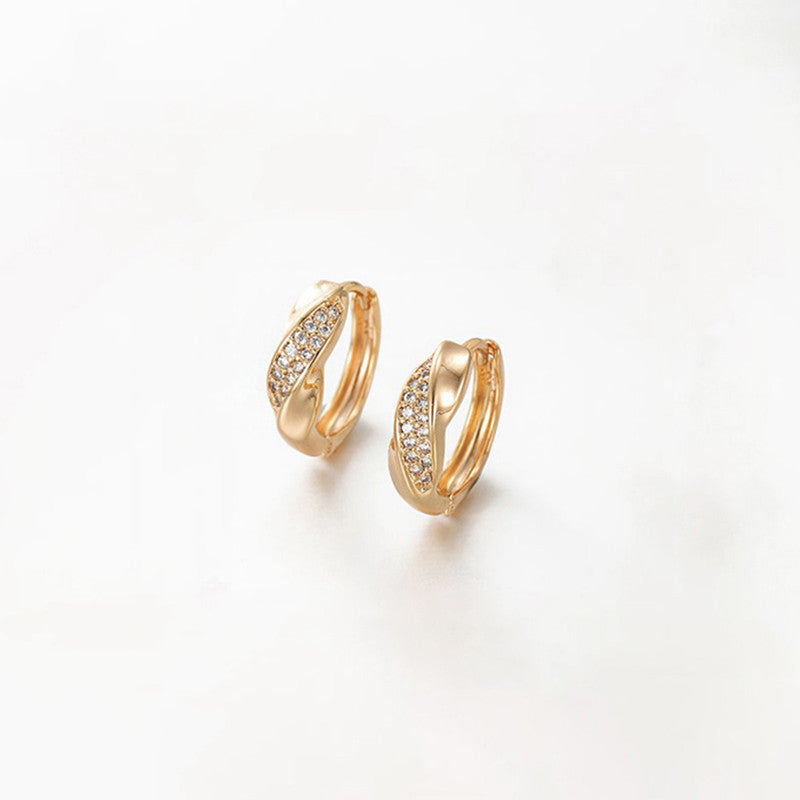 Xuping Jewelry Gold-Plated Gold Toned AD Studded Hoop Earrings