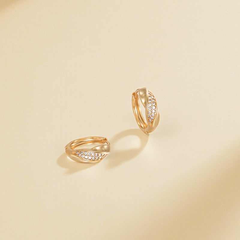 Xuping Jewelry Gold-Plated Gold Toned AD Studded Hoop Earrings