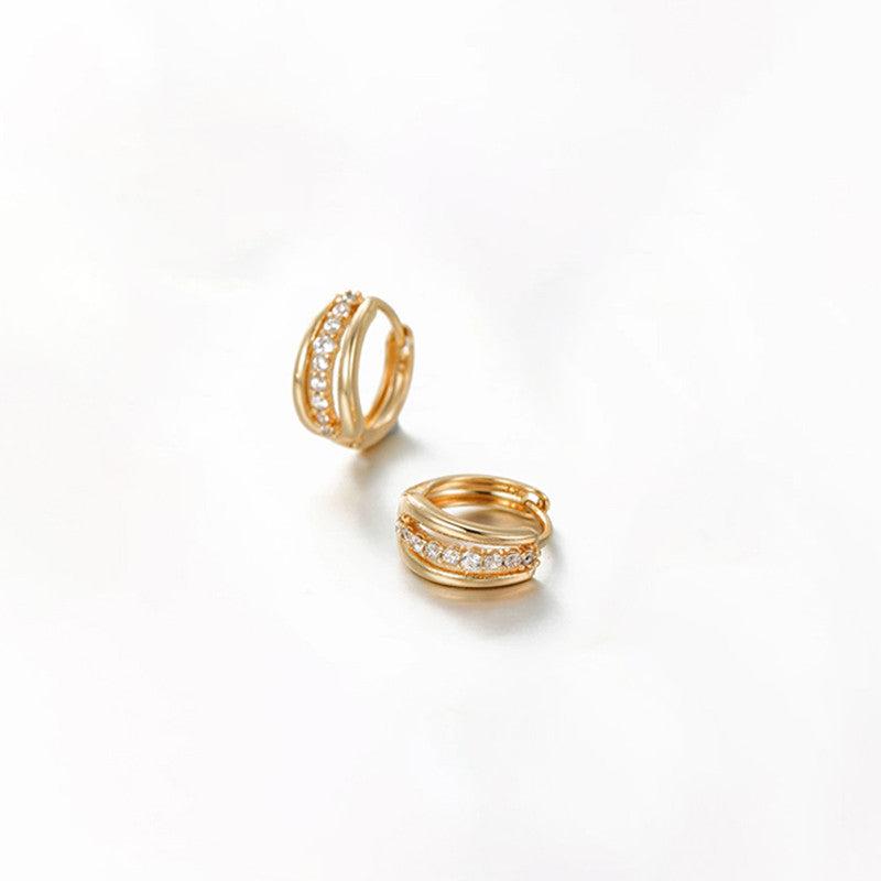Xuping Jewelry Gold-Plated Gold Toned AD Studded Hoop Earrings