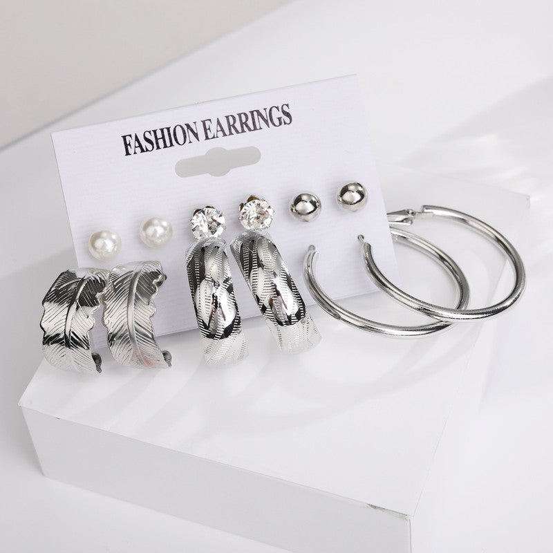 Delicate Leaf Pearl and AD Fabulous Stud and Drop Earrings For Women - MySmartBazaar