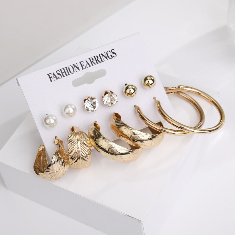 Ravishing Leaf Pearl and AD Brilliant Stud and Drop Earrings For Women - MySmartBazaar