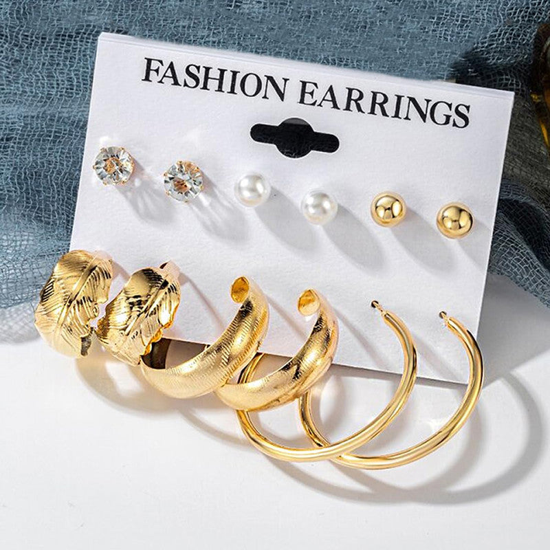 Ravishing Leaf Pearl and AD Brilliant Stud and Drop Earrings For Women - MySmartBazaar