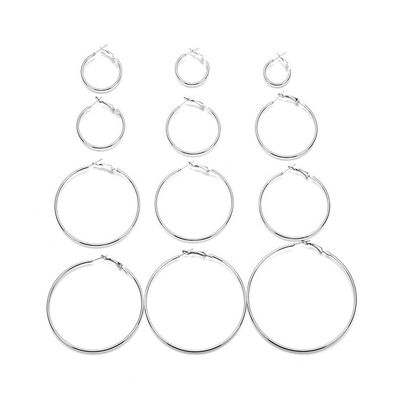 Exquisite Steampunk Round Small To Big Hoop Earrings For Women - MySmartBazaar