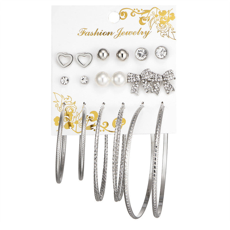 Amazing Pearl and AD Heart Note Fabulous Stud and Hoop Earrings For Women - MySmartBazaar