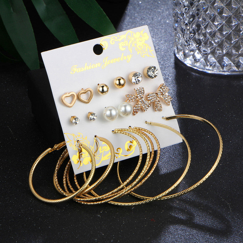 Splendid Pearl and AD Heart Note Swanky Stud and Hoop Earrings For Women - MySmartBazaar