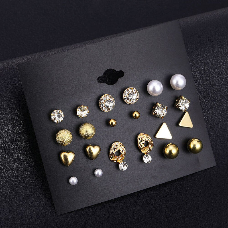 Glitzy AD Heart Round and Geometric Plushy Stud Earrings For Women - MySmartBazaar