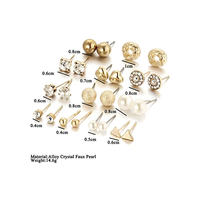 Glitzy AD Heart Round and Geometric Plushy Stud Earrings For Women - MySmartBazaar