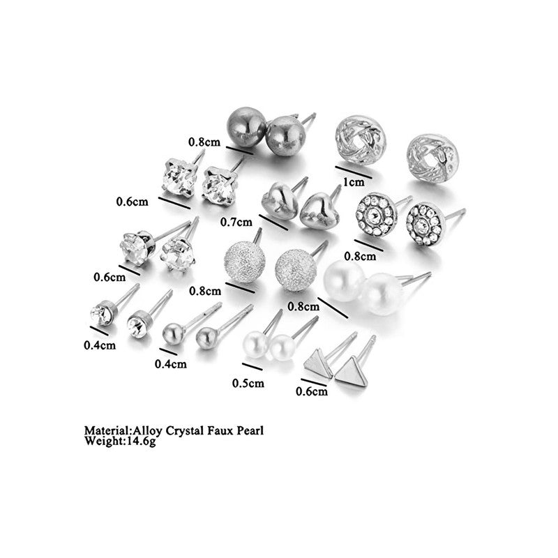 AD Heart Round and Geometric Brilliant Stud Earrings For Women - MySmartBazaar