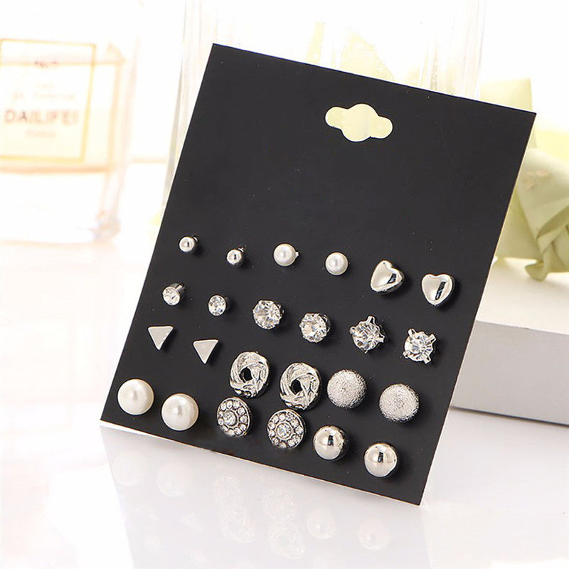 AD Heart Round and Geometric Brilliant Stud Earrings For Women - MySmartBazaar