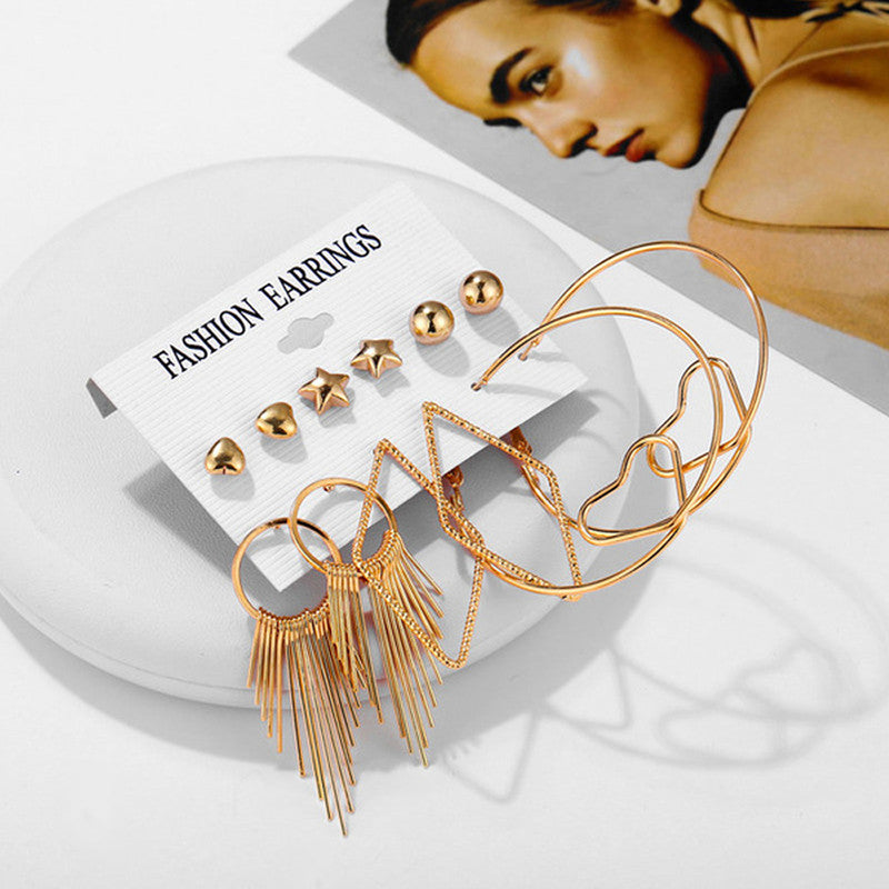 Splendid Heart Star Geometric Gold Plated Elegant Earrings For Women - MySmartBazaar