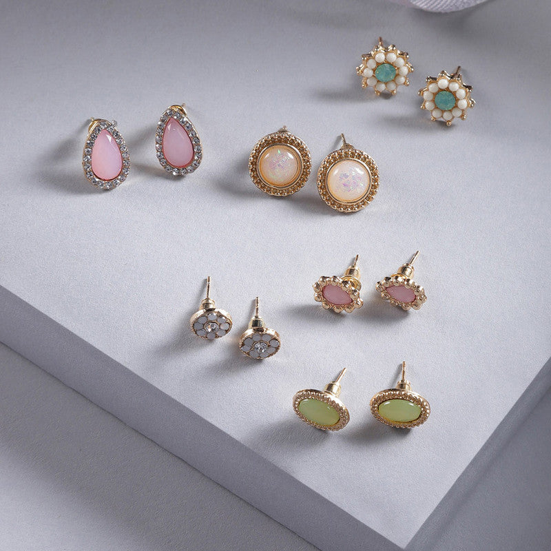 Gold Plated Geometric Stud Earrings For Women - MySmartBazaar