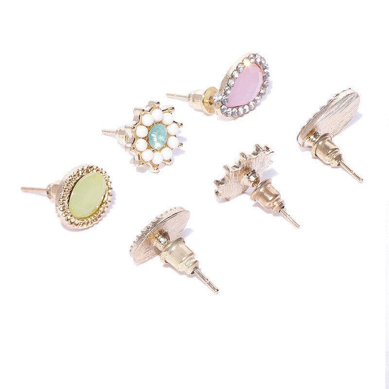 Gold Plated Geometric Stud Earrings For Women - MySmartBazaar