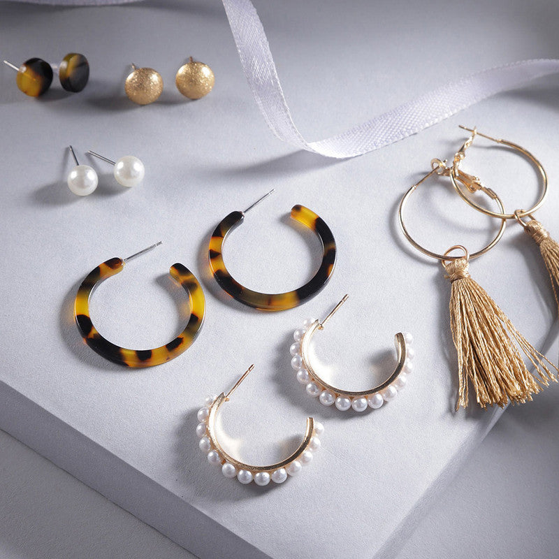 Gold Plated Geometric Stud and Hoop Earrings For Women - MySmartBazaar