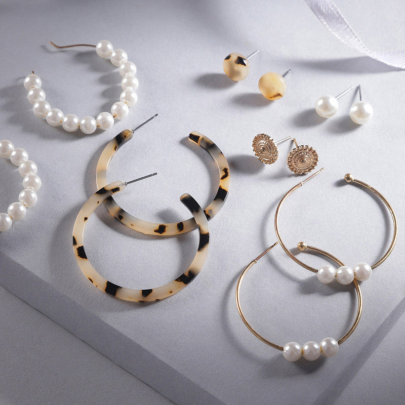 Gold Plated Geometric Stud and Hoop Earrings For Women - MySmartBazaar