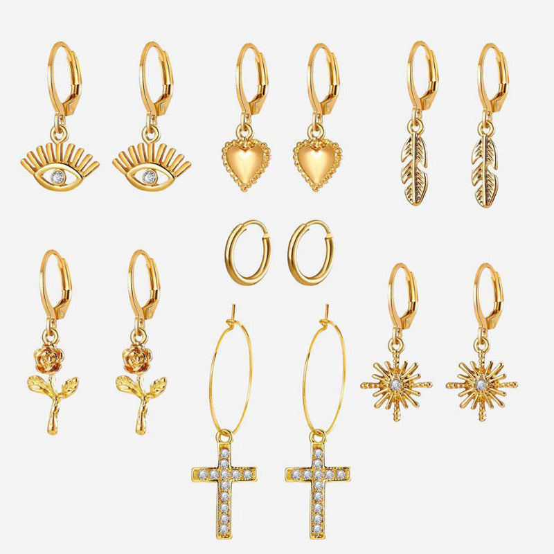 Marvellous AD Gold Plated Multi Designs Earrings For Women - MySmartBazaar
