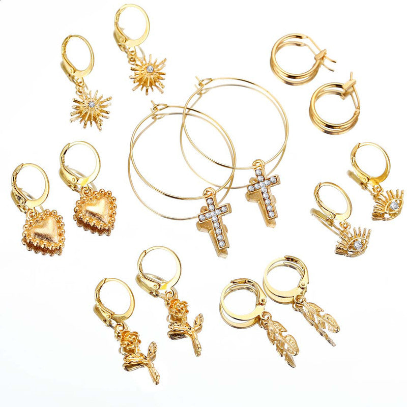 Marvellous AD Gold Plated Multi Designs Earrings For Women - MySmartBazaar