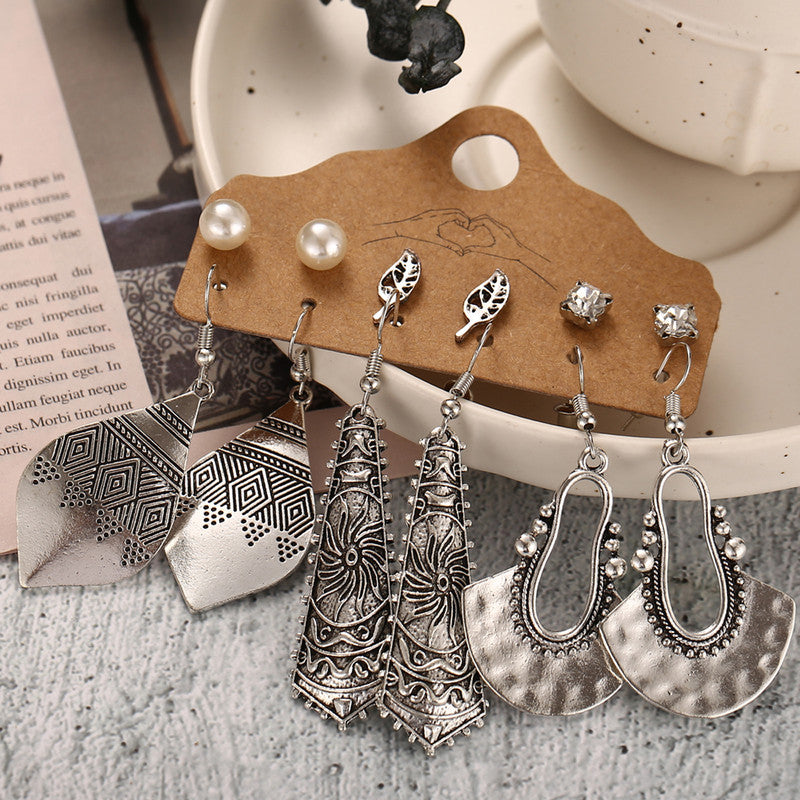 Mysterious Pearl and AD Oxidized German Silver Plated Earrings For Women - MySmartBazaar