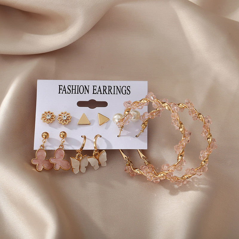 Pink Gold Plated Earrings Combo For Women - MySmartBazaar