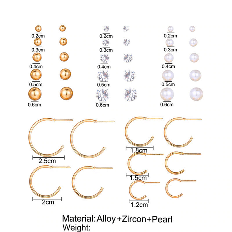 Gold Toned Gold Plated Hoop And Studs Earrings Combo For Women - MySmartBazaar