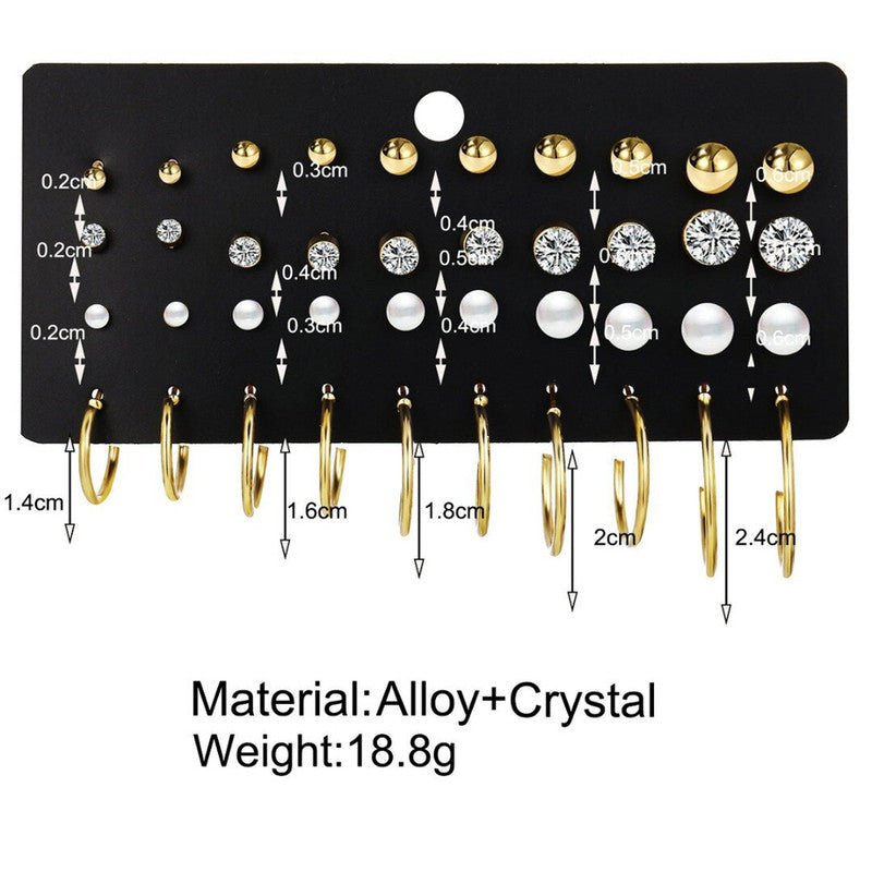 Gold Toned Gold Plated Hoop And Studs Earrings Combo For Women - MySmartBazaar