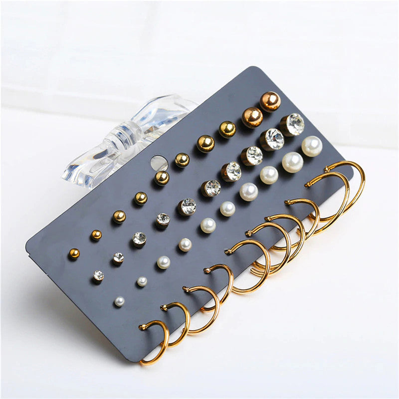 Gold Toned Gold Plated Hoop And Studs Earrings Combo For Women - MySmartBazaar