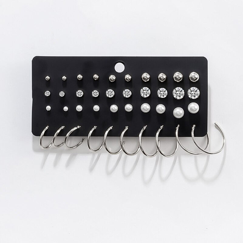 Silver Plated Hoop And Studs Earrings Combo For Women - MySmartBazaar