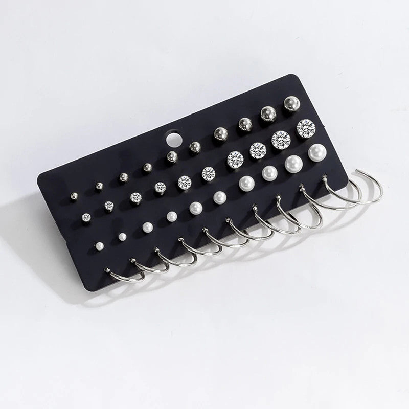 Silver Plated Hoop And Studs Earrings Combo For Women - MySmartBazaar