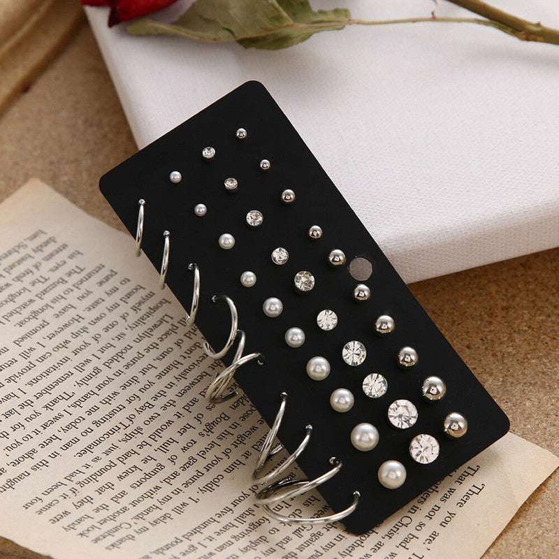 Silver Plated Hoop And Studs Earrings Combo For Women - MySmartBazaar