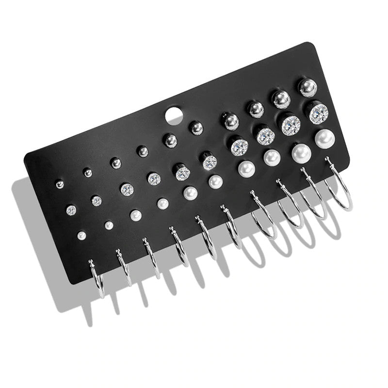 Silver Plated Hoop And Studs Earrings Combo For Women - MySmartBazaar