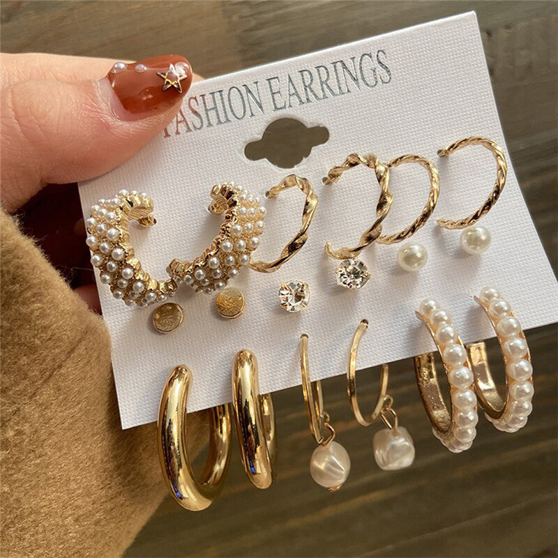 AD and Pearl Gold Plated Jewellery Earrings Combo For Women - MySmartBazaar
