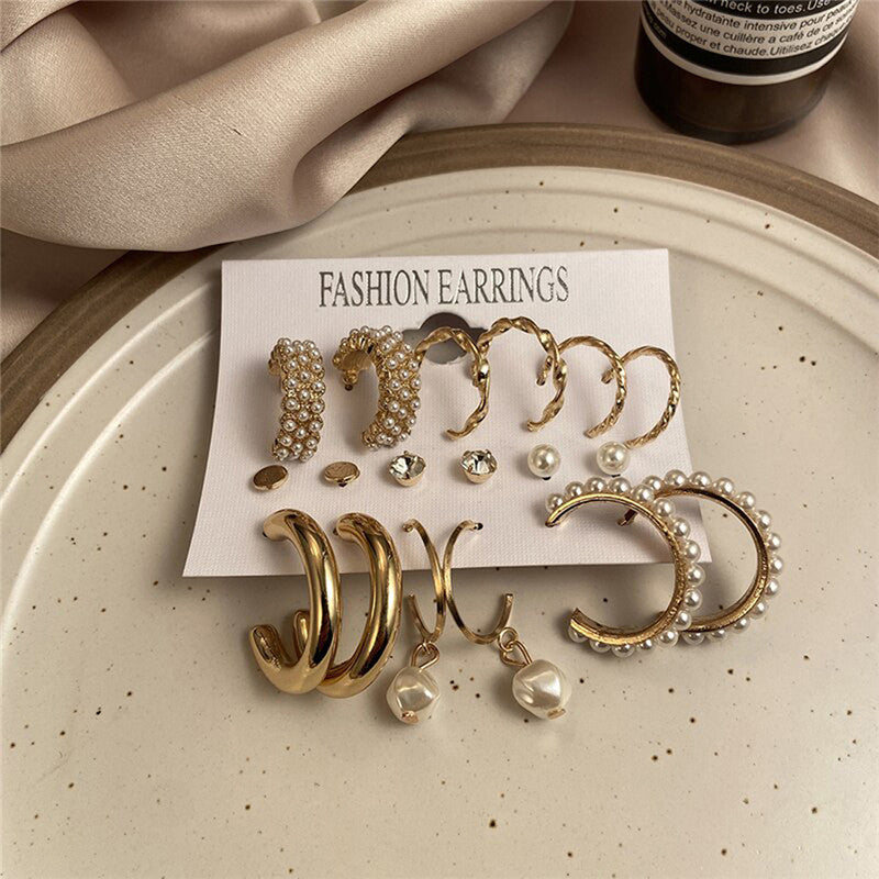 AD and Pearl Gold Plated Jewellery Earrings Combo For Women - MySmartBazaar
