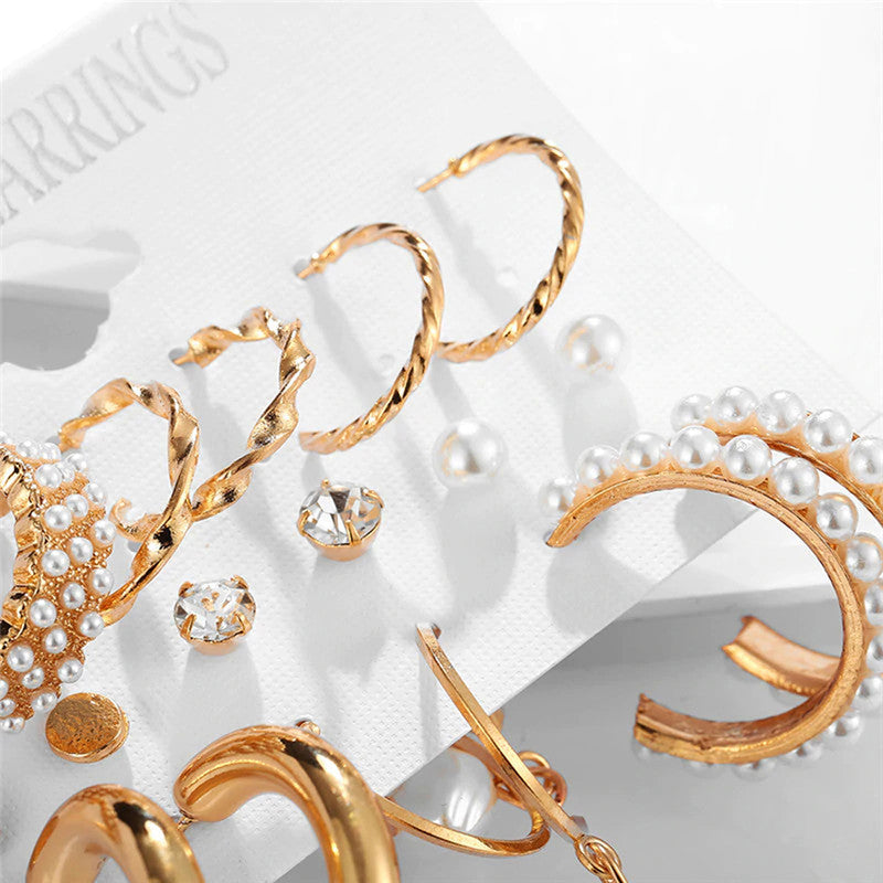 AD and Pearl Gold Plated Jewellery Earrings Combo For Women - MySmartBazaar
